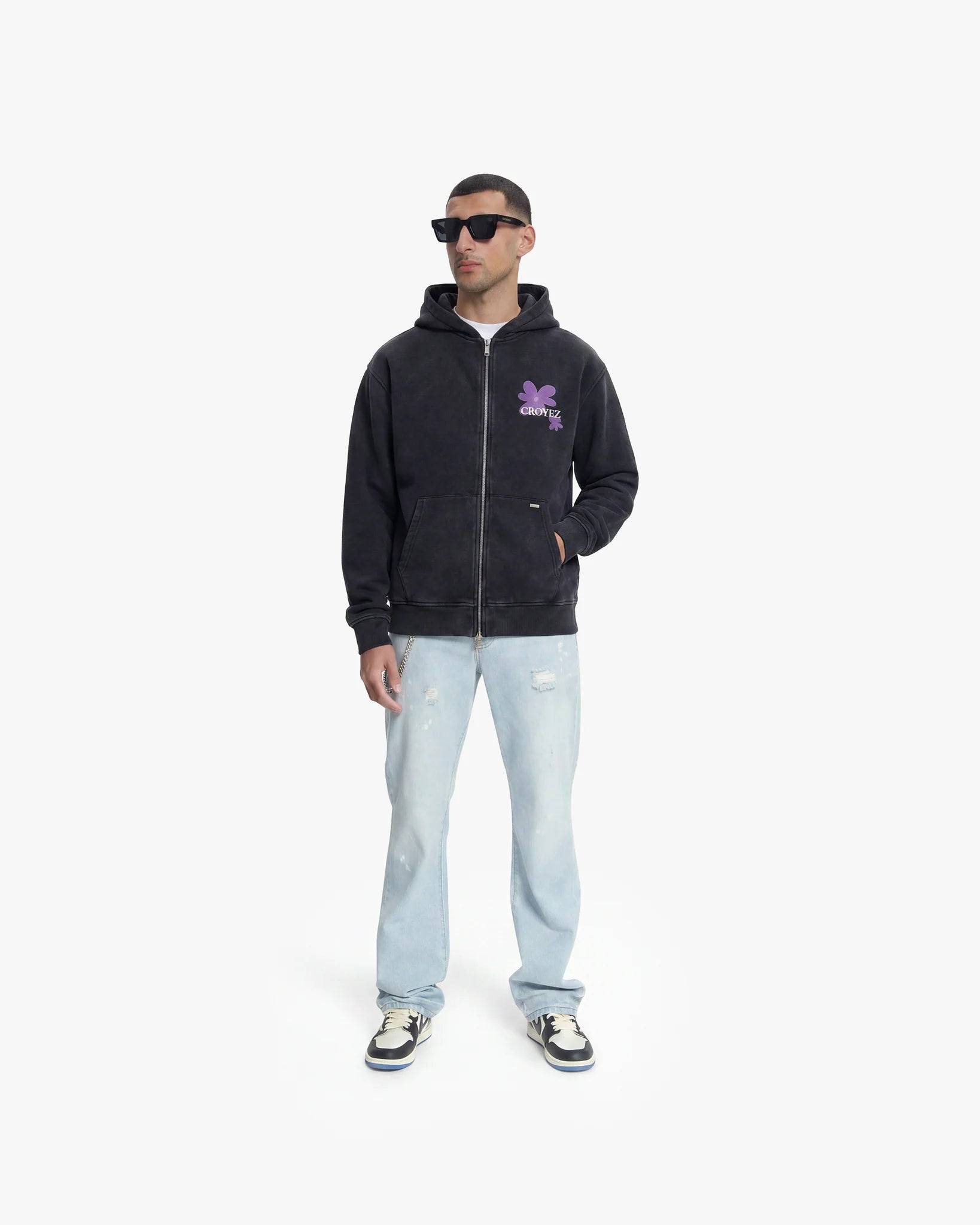 Croyez Botanique Zip Hoodie | Acid Wash/Dark Purple
