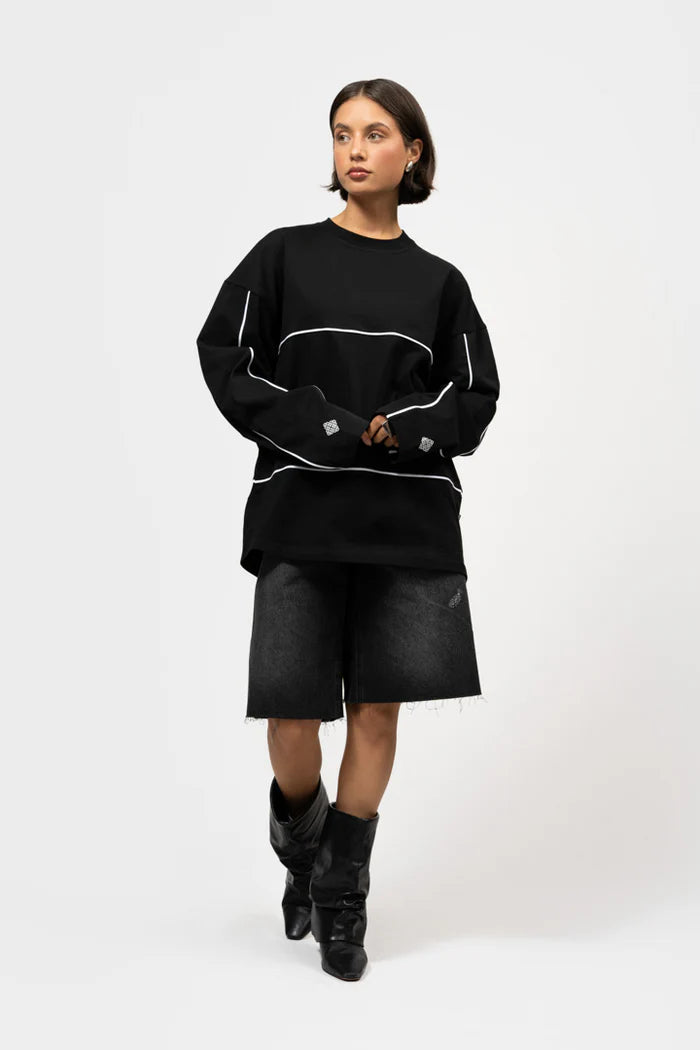 BRUNO LINE LONGSLEEVE TEE ZWART