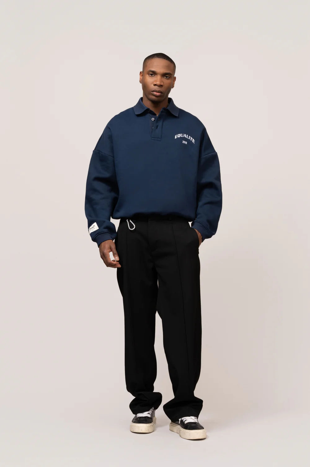 VARSITY POLO SWEATER NAVY & OFF-WHITE
