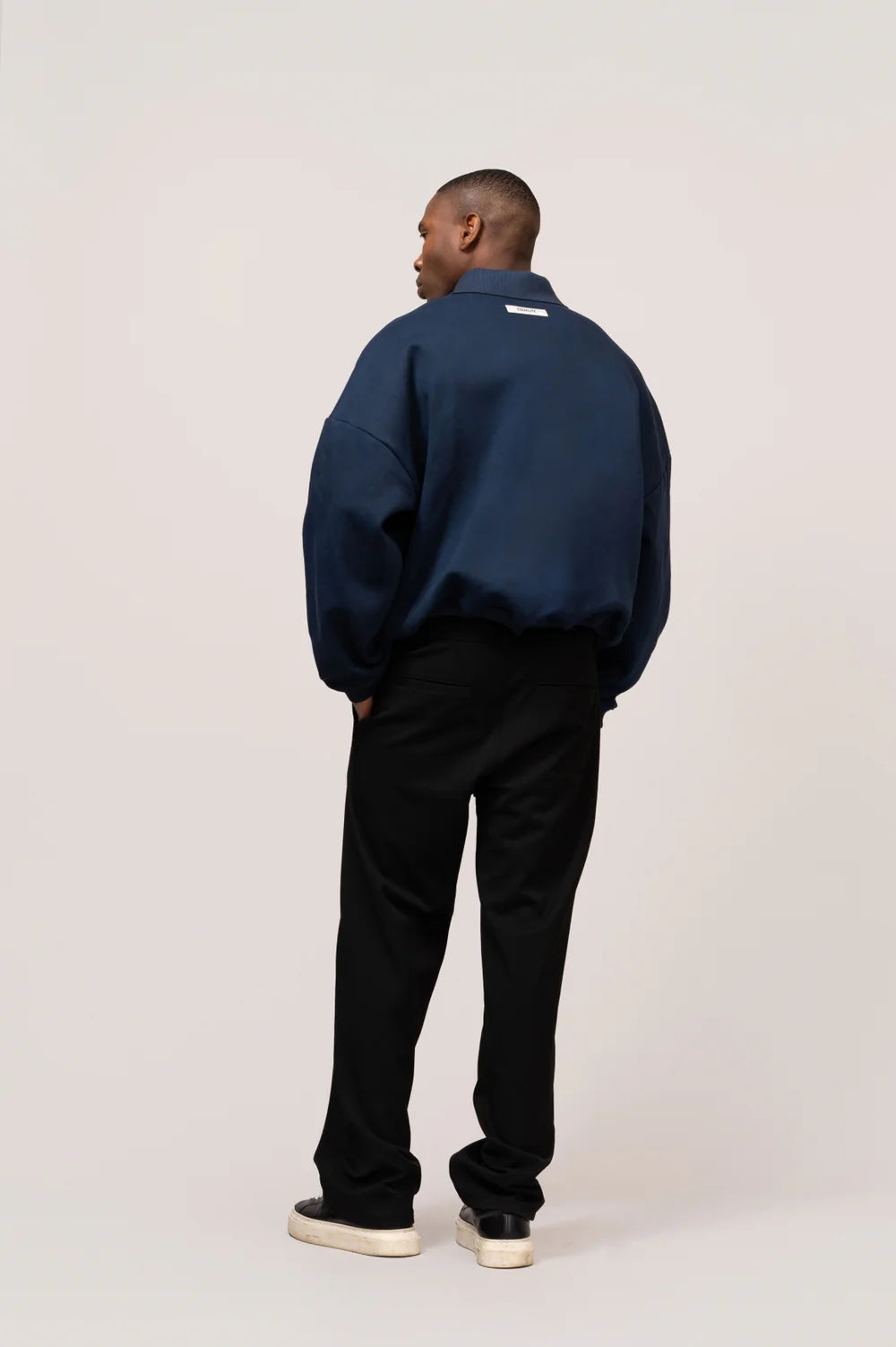 VARSITY POLO SWEATER NAVY & OFF-WHITE