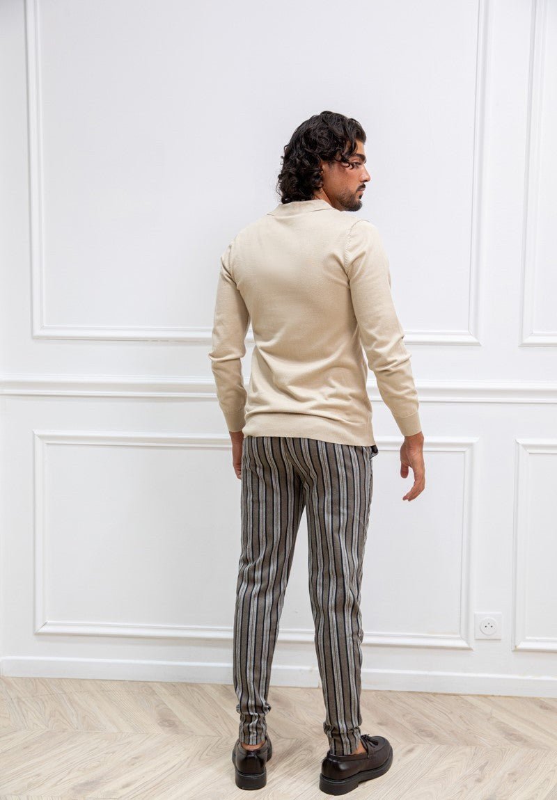 Chino broek - gestreept bruin