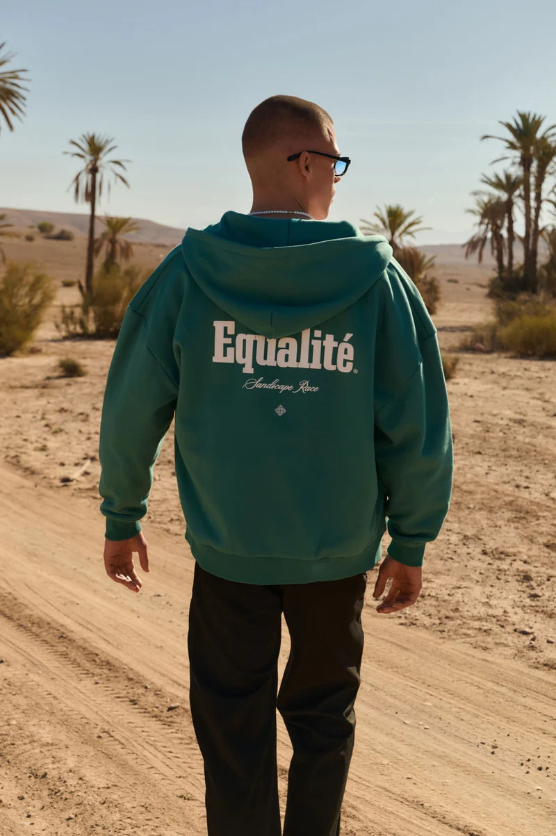 MIRAGE OVERSIZED FULL ZIP HOODIE PETROL GREEN
