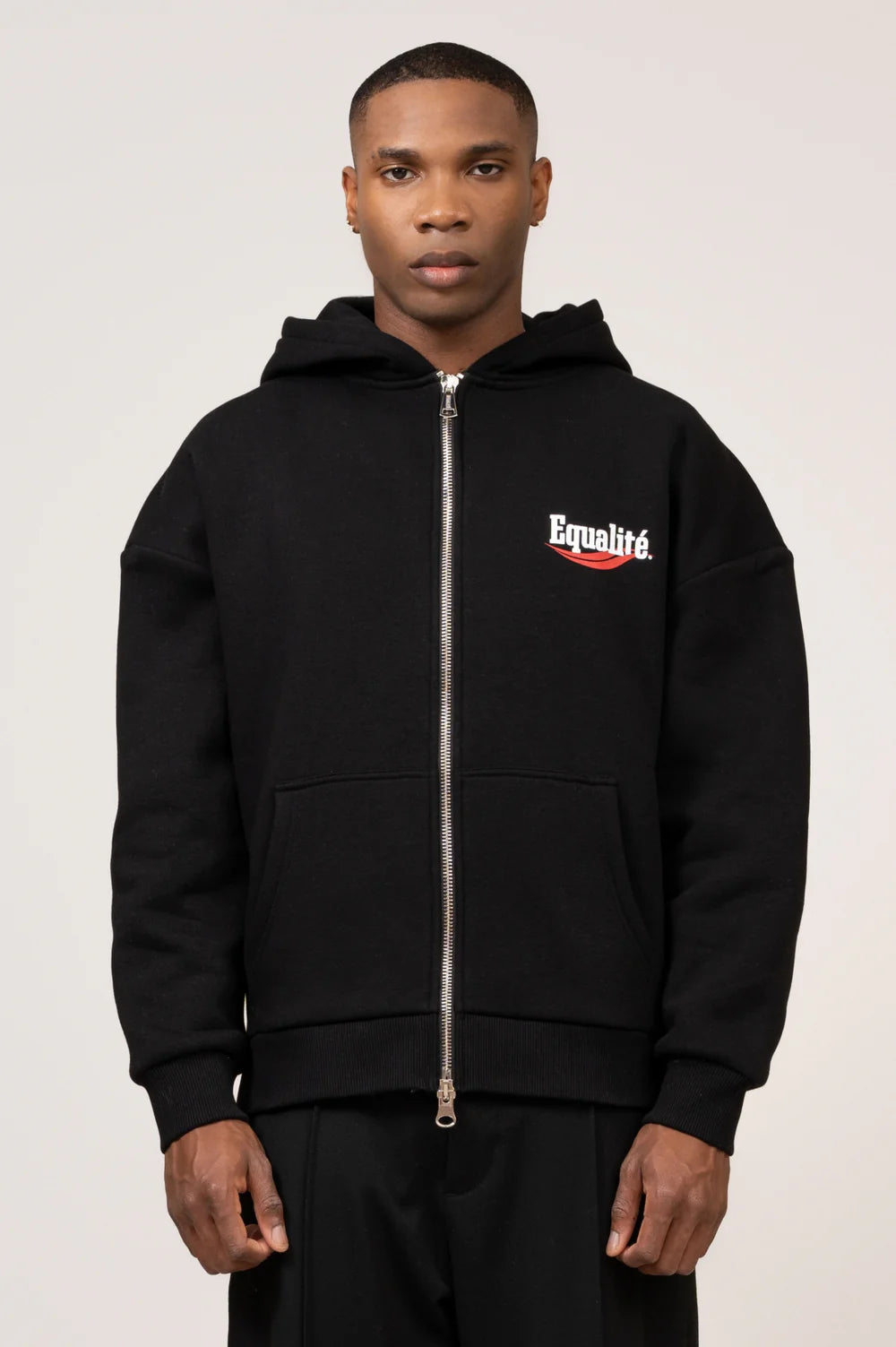 TYRZA OVERSIZED FULL ZIP HOODIE • BLACK