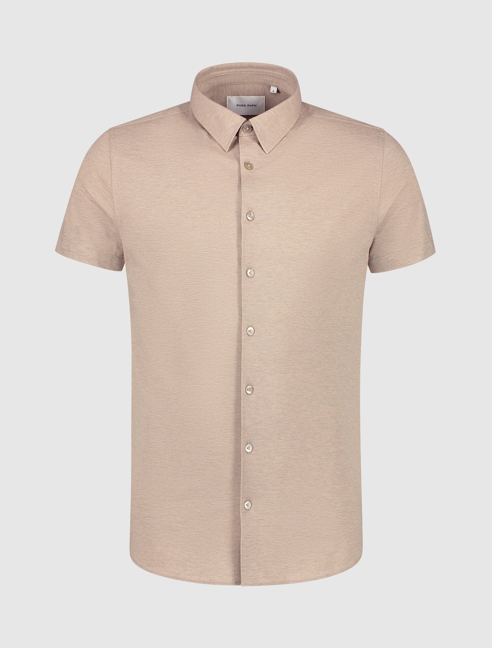 PURE WHITE PIQUÉ SHORTSLEEVE SHIRT SAND