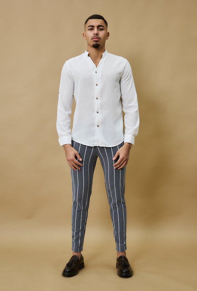 Chino broek - gestreept donker grijs