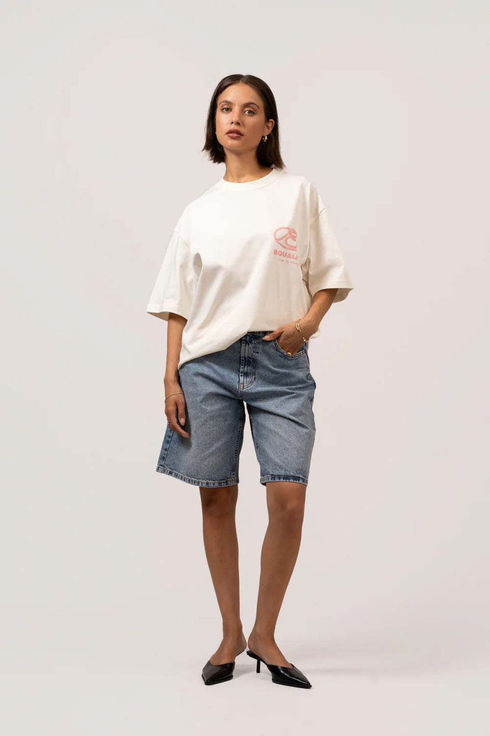 ARID OVERSIZED TEE OFF-WHITE & PINK