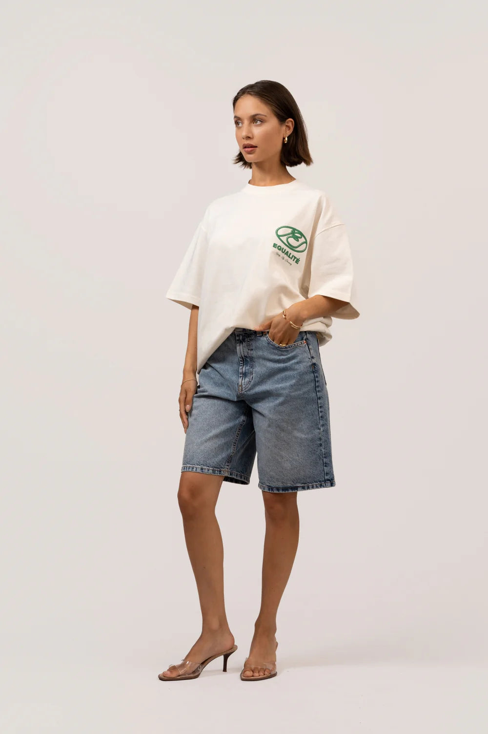 ARID OVERSIZED TEE OFF-WHITE & FOREST GREEN