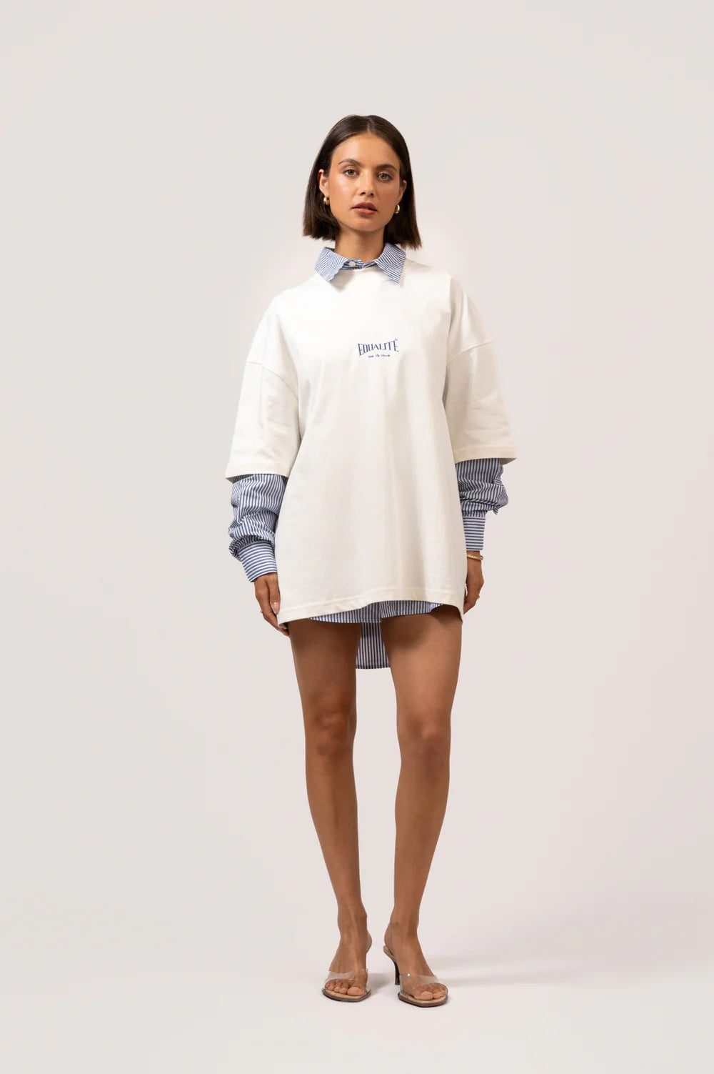 CHLOÉ BOXY TEE OFF WHITE & BLUE