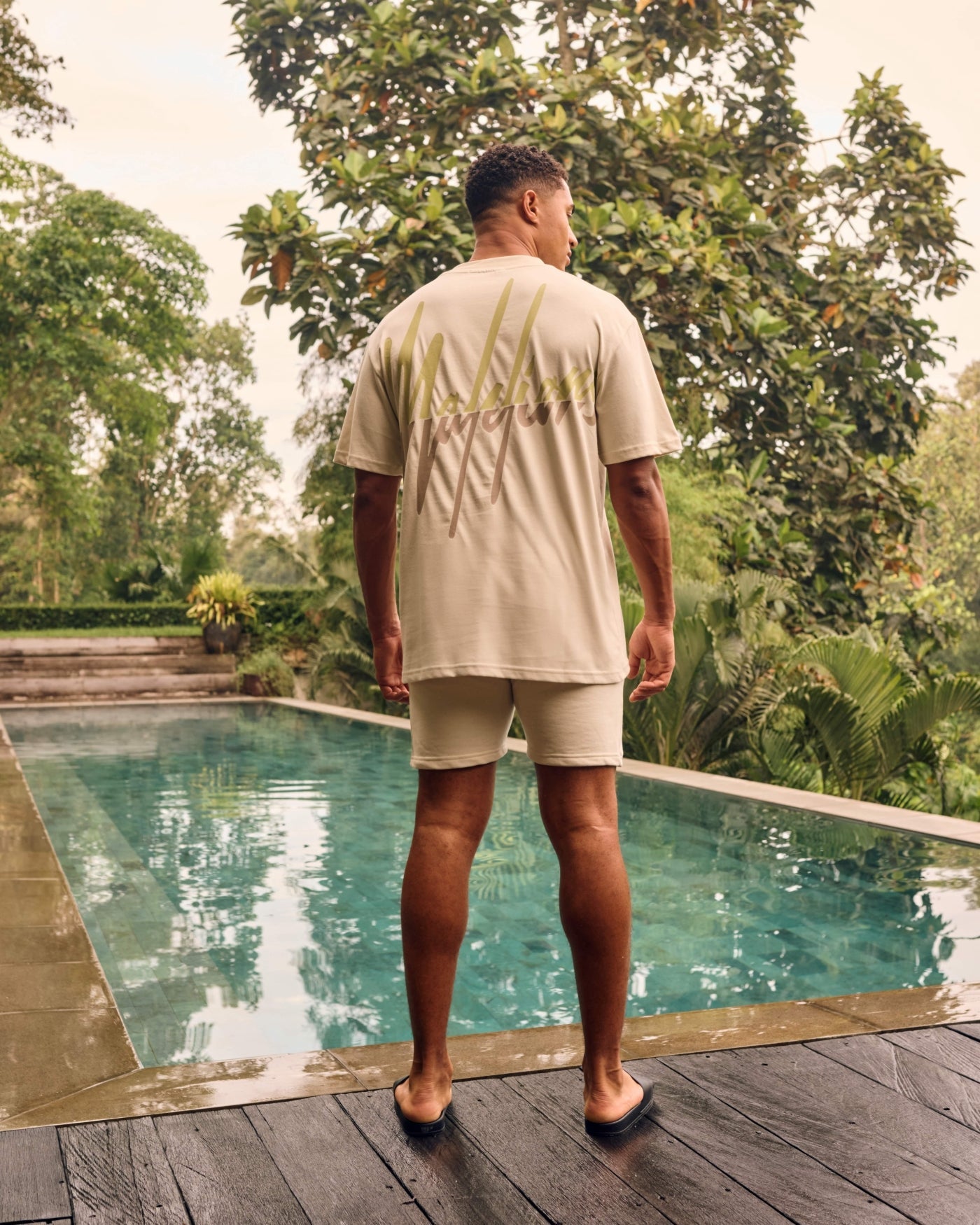 Malelions Men Split T-Shirt | Beige