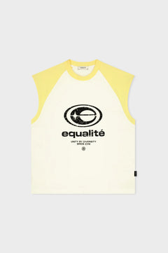 Equalite - ELAN RAGLAN TANKTOP - OFF-WHITE & SOFT YELLOW - Ruimvallende herentop