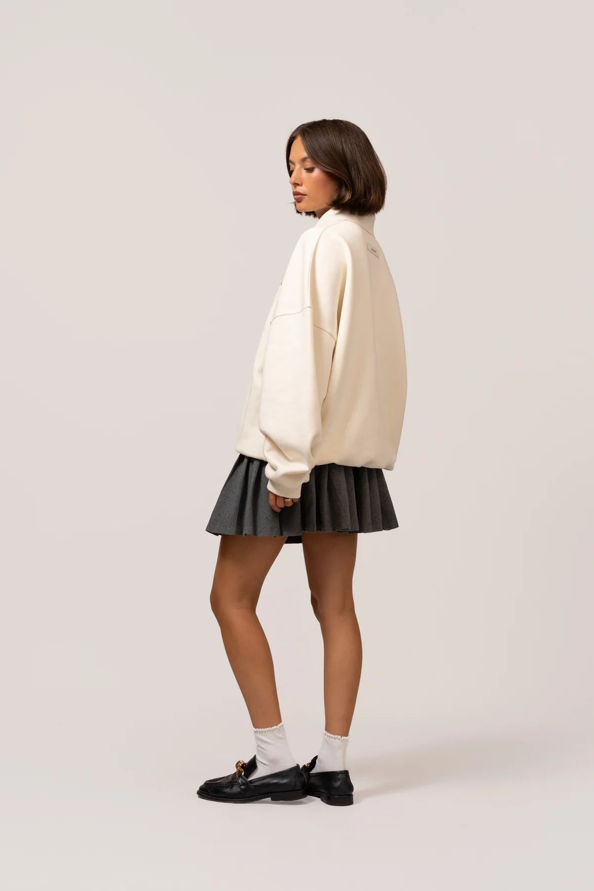VARSITY POLO SWEATER OFF-WHITE & NAVY