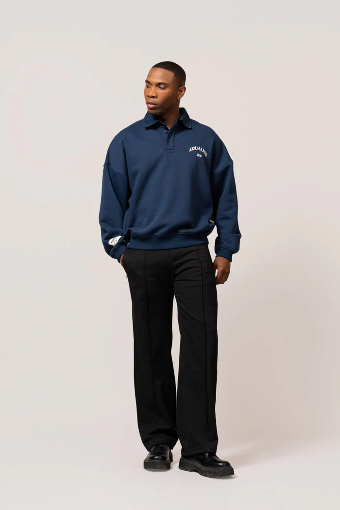 VARSITY POLO SWEATER NAVY & OFF-WHITE