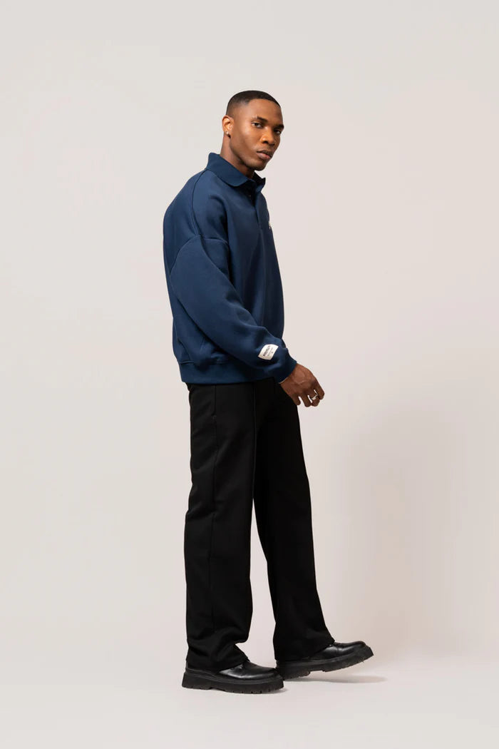 VARSITY POLO SWEATER NAVY & OFF-WHITE
