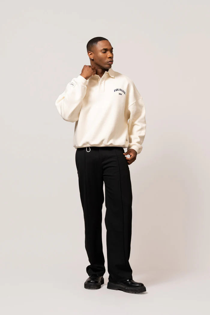 VARSITY POLO SWEATER OFF-WHITE & NAVY