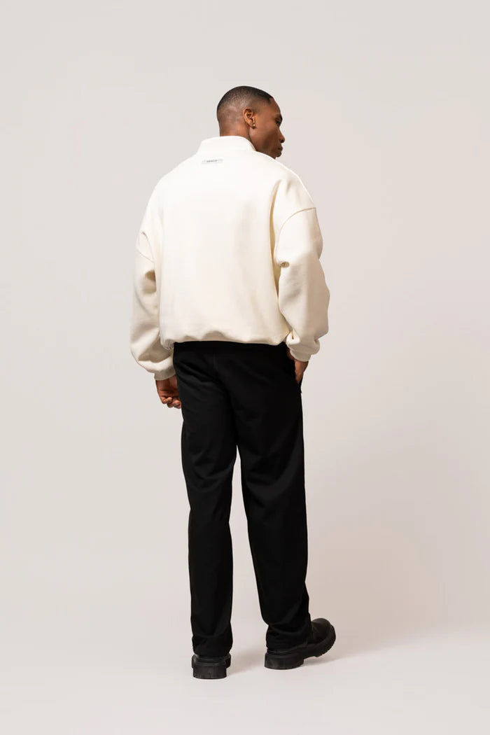 VARSITY POLO SWEATER OFF-WHITE & NAVY