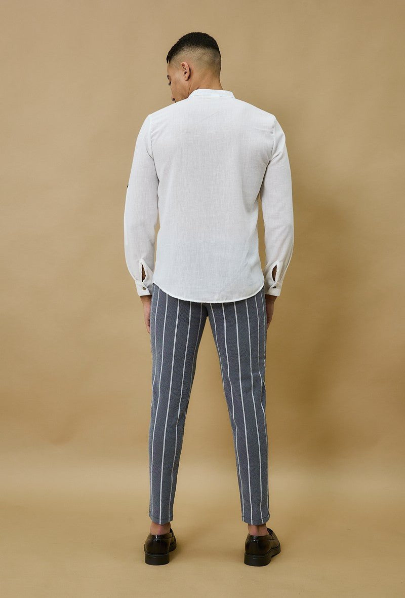 Chino broek - gestreept donker grijs