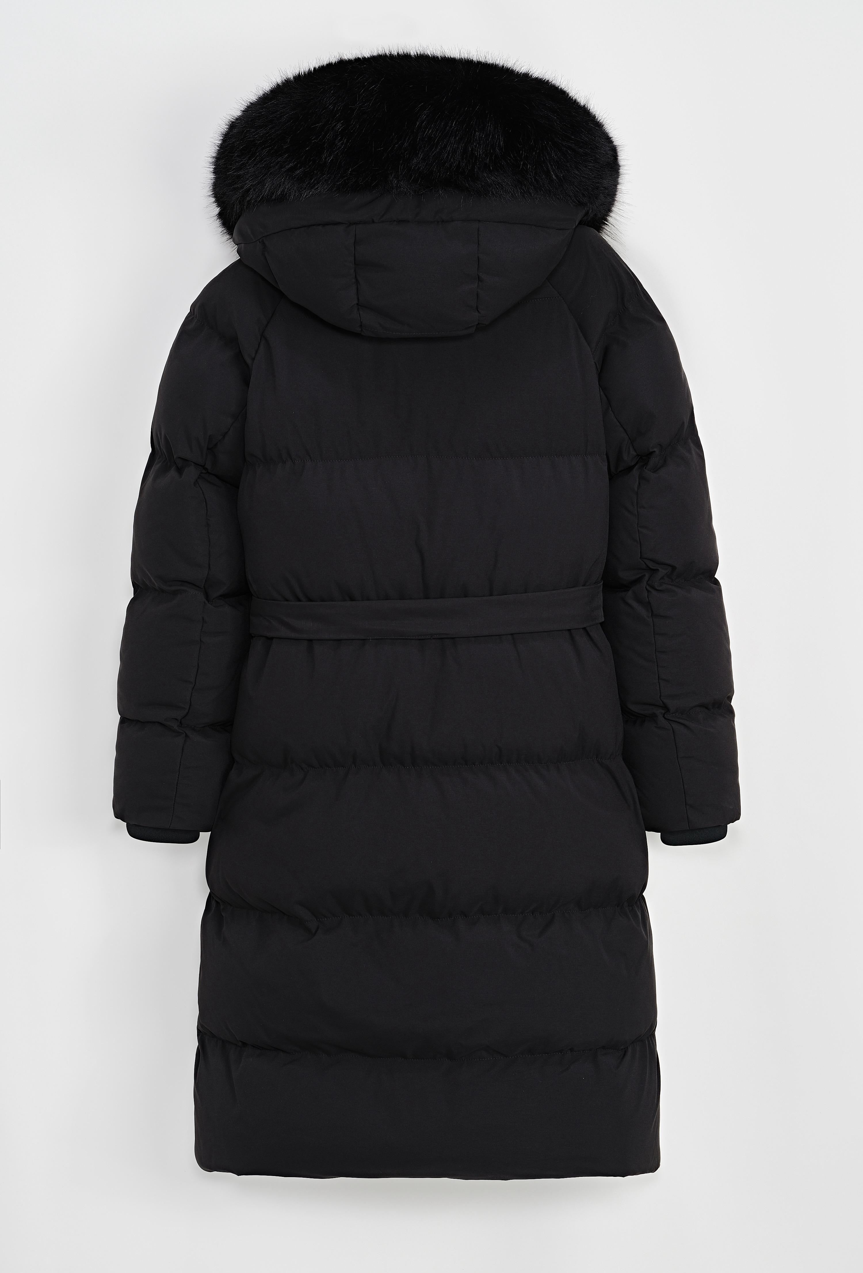 Mila - Lange winter jas puffer — Zwart