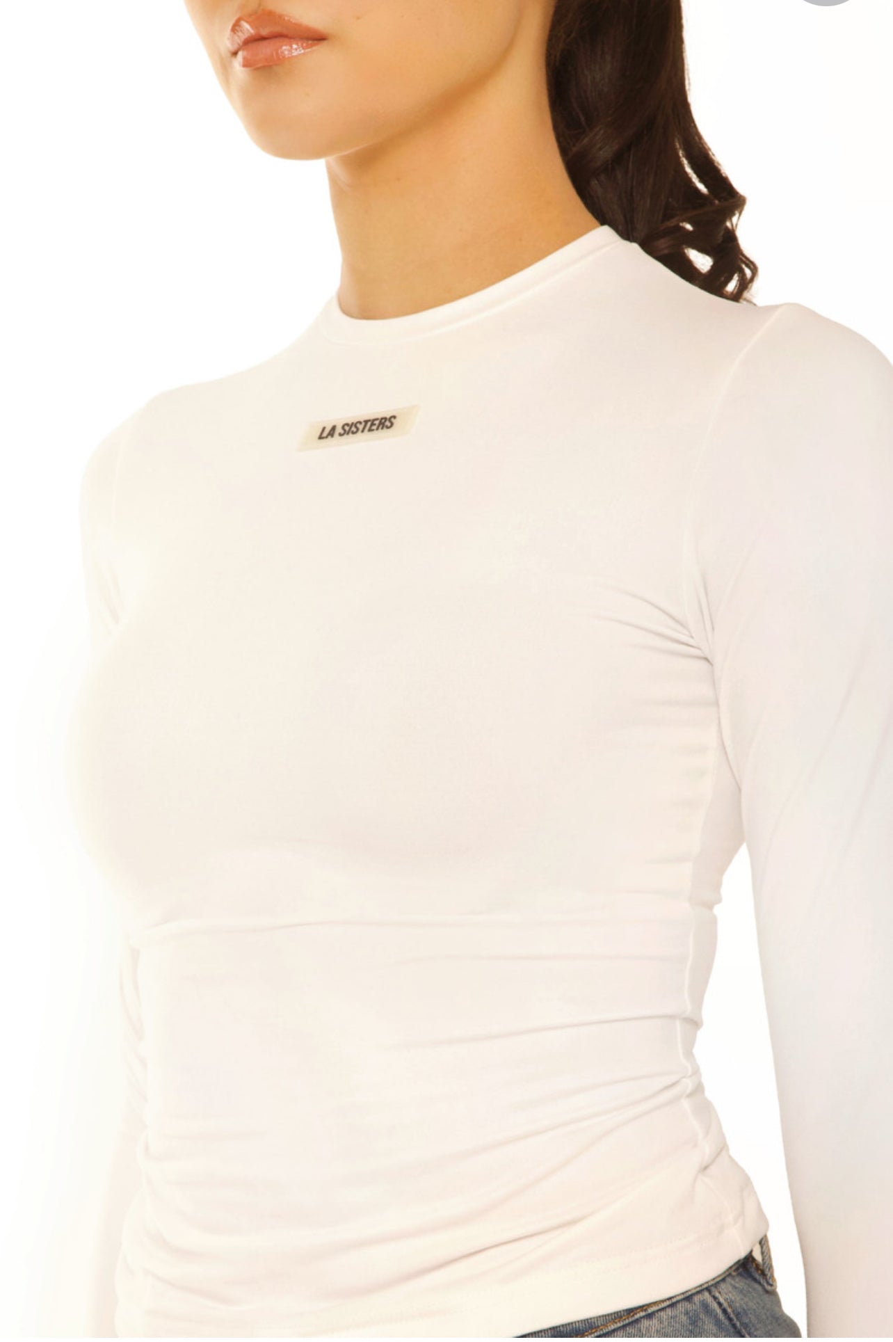 LA SISTERS LONG SLEEVE ESSENTIAL TOP WHITE