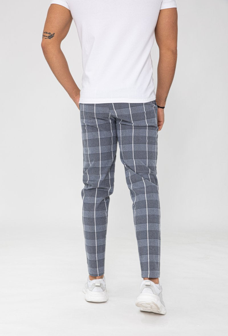 Chino broek - geblokt donker grijs