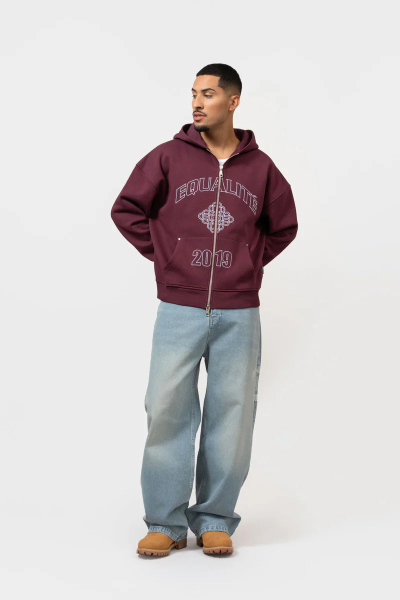 ISA FULL ZIP HOODIE AUBERGINE
