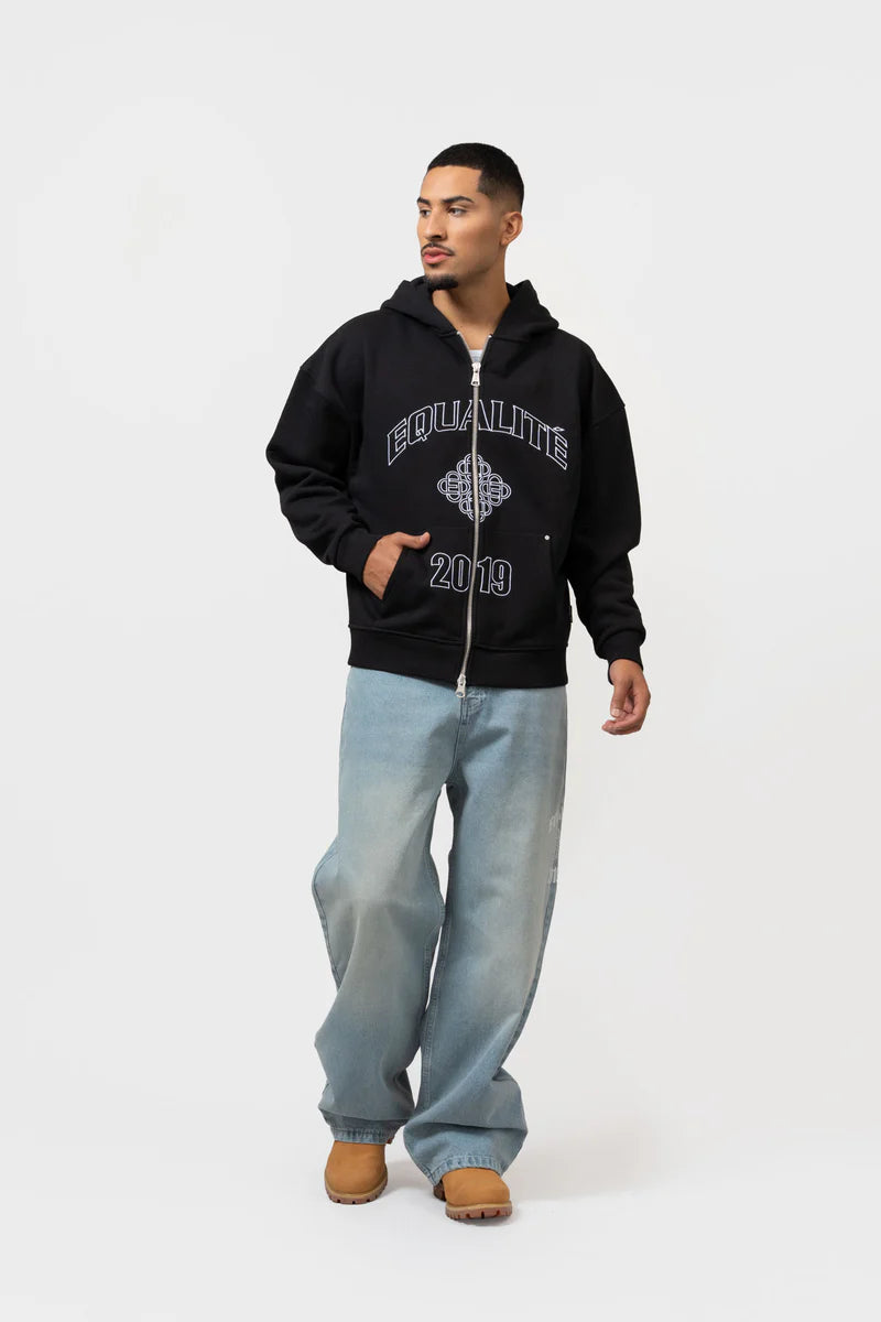 ISA FULL ZIP HOODIE BLACK
