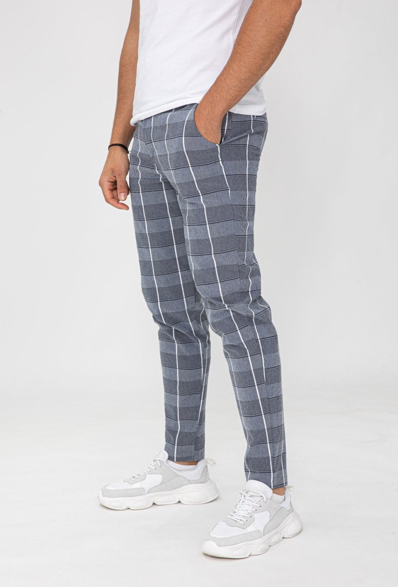 Chino broek - geblokt donker grijs