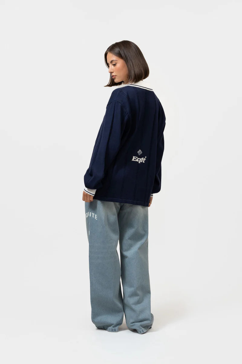 KNIT JERSEY LONGSLEEVE POLO NAVY