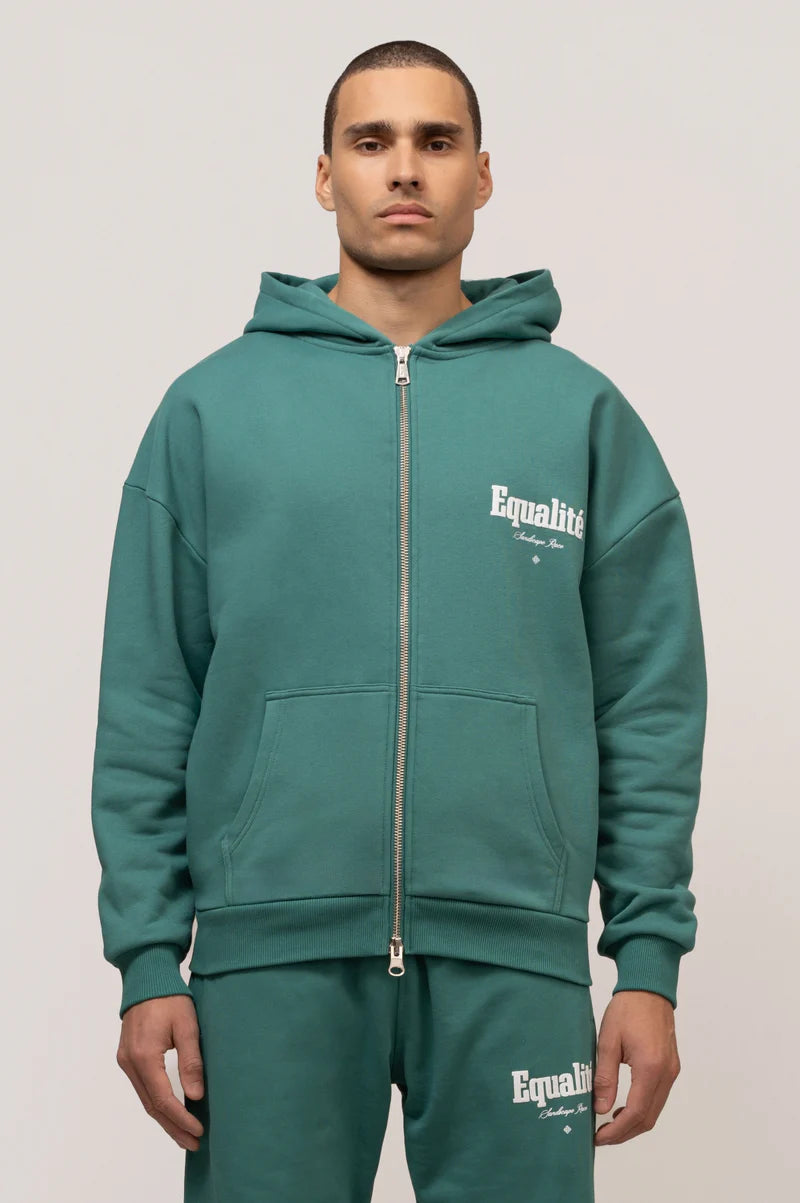 MIRAGE OVERSIZED FULL ZIP HOODIE PETROL GREEN