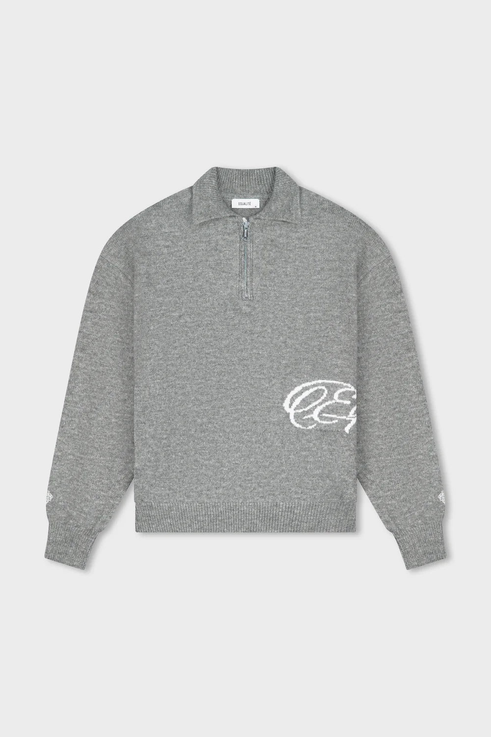 Equalite - FLUFFY KNIT QUARTER ZIP POLO - GREY