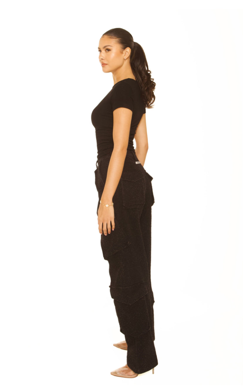 BOUCLE CARGO PANTS