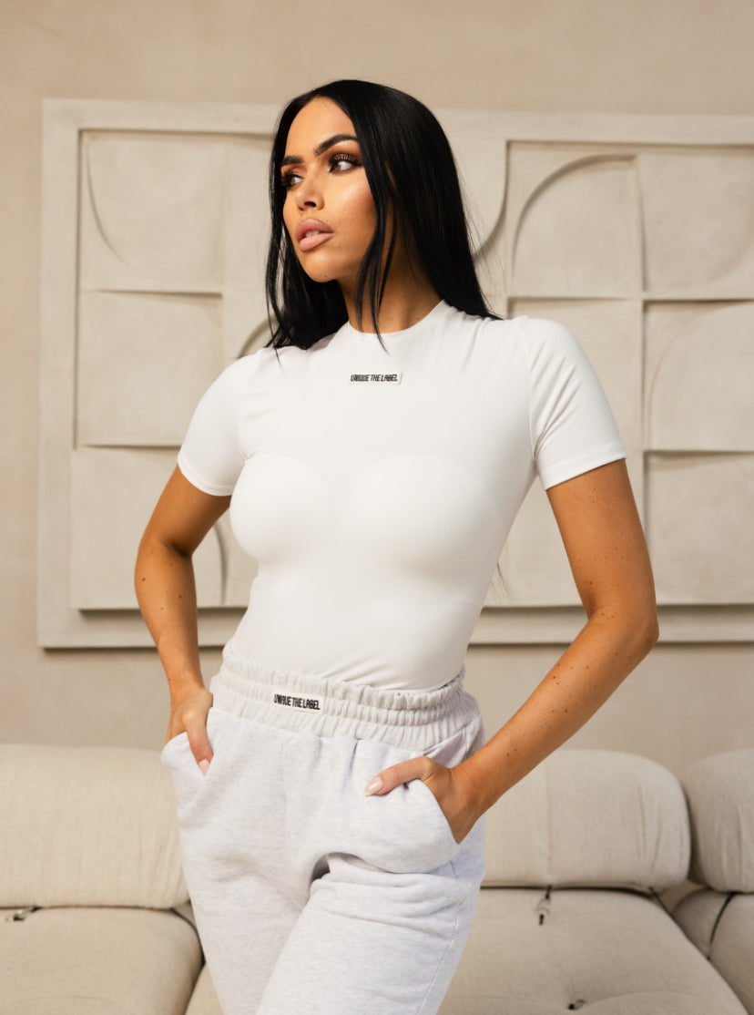 NENA SHORT SLEEVE TOP - WHITE/BLACK