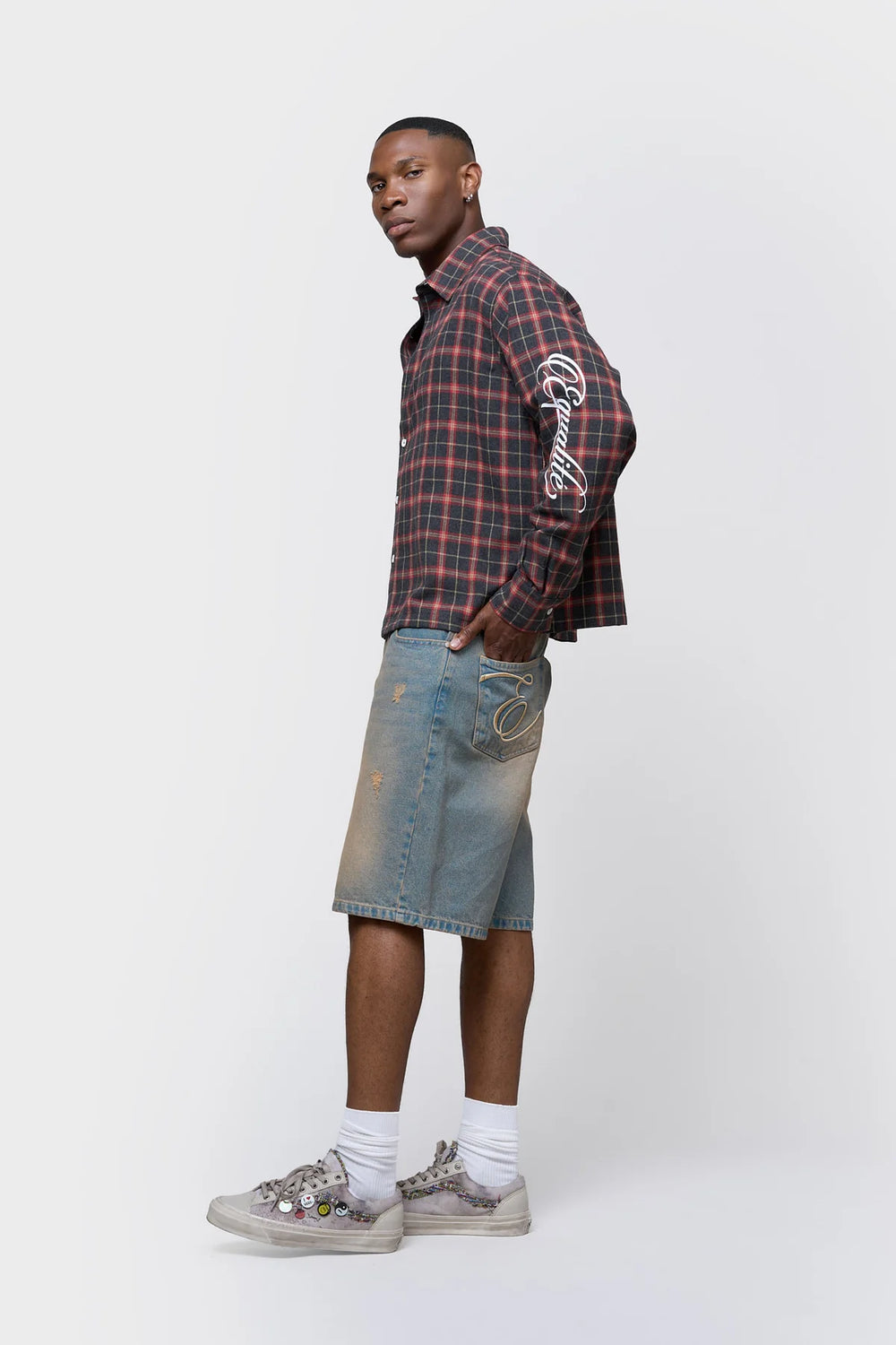 Equalité - FLANNEL SHIRT - ANTRACITE & RED - Boxy ruitoverhemd heren