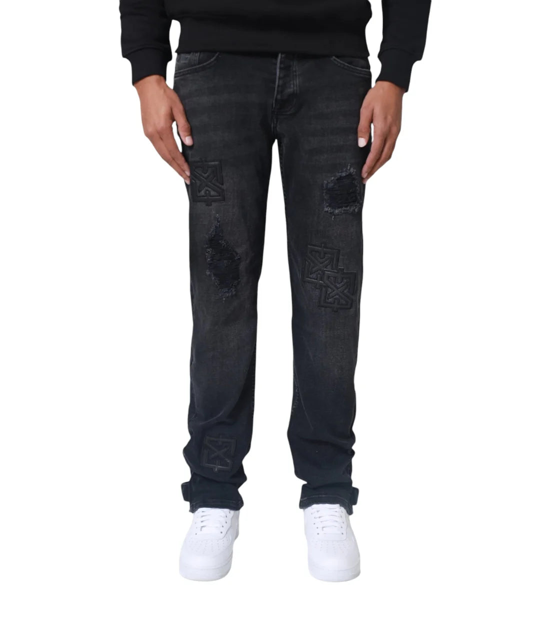 XPLCT Studios Patch Jeans Dunkelgrau