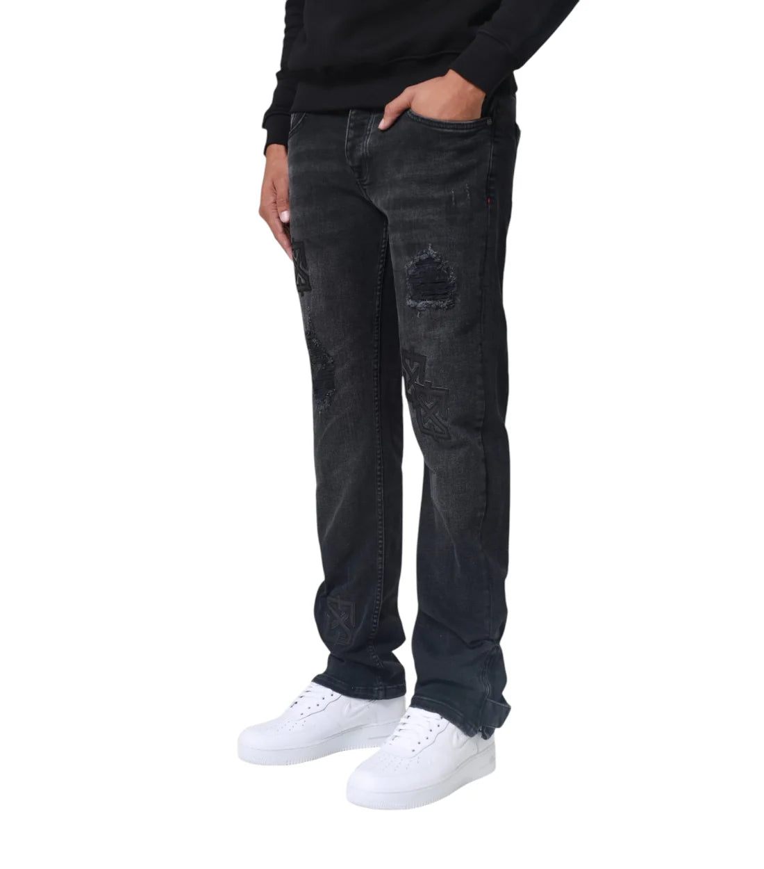 XPLCT Studios Patch Jeans Dunkelgrau
