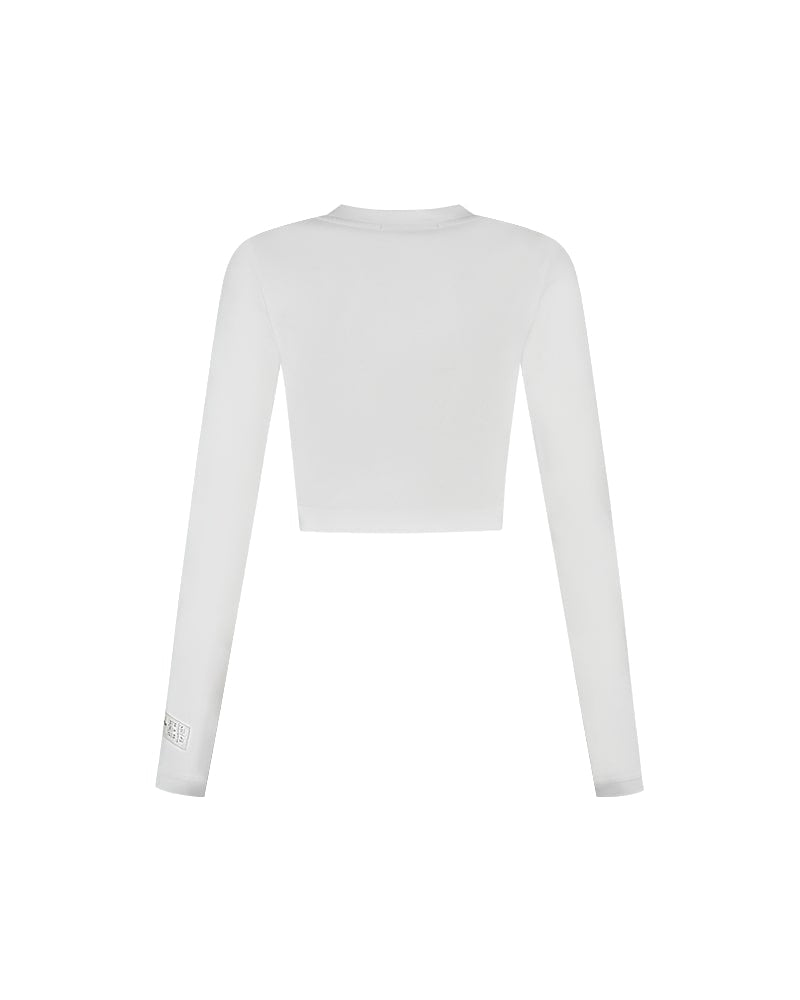 Malelions Damen Langarm-Crop-Top | Weiß
