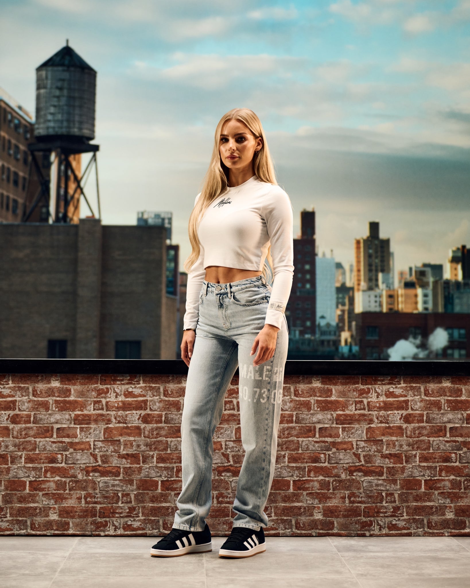 Malelions Damen Langarm-Crop-Top | Weiß