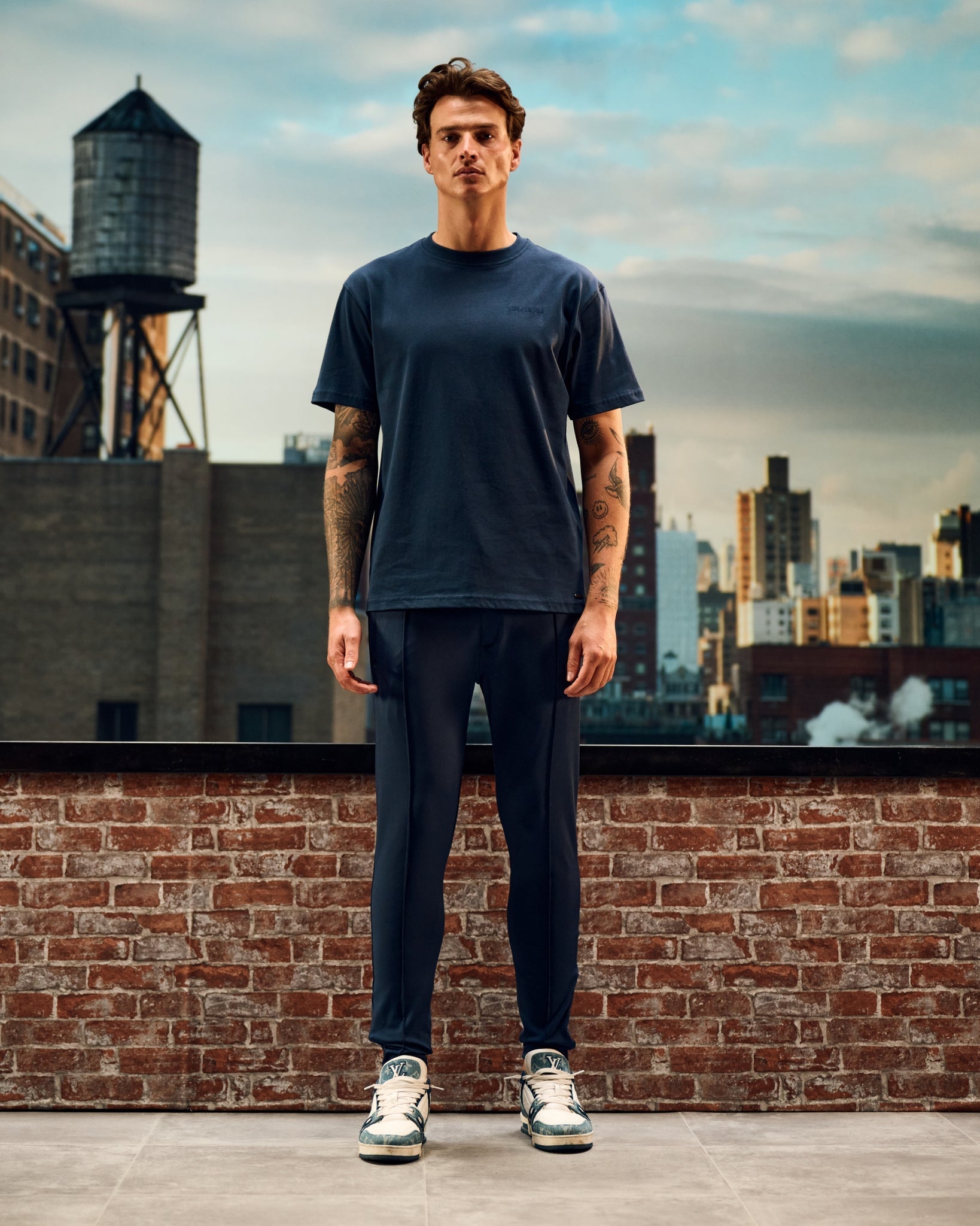 Malelions Men Slim Logo Trackpants | Navy