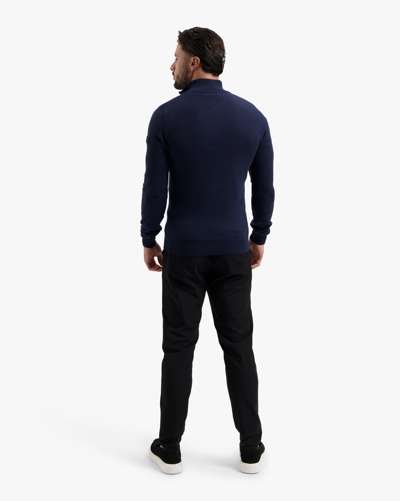 Malelions Men Knitted Quarter Zip | Navy