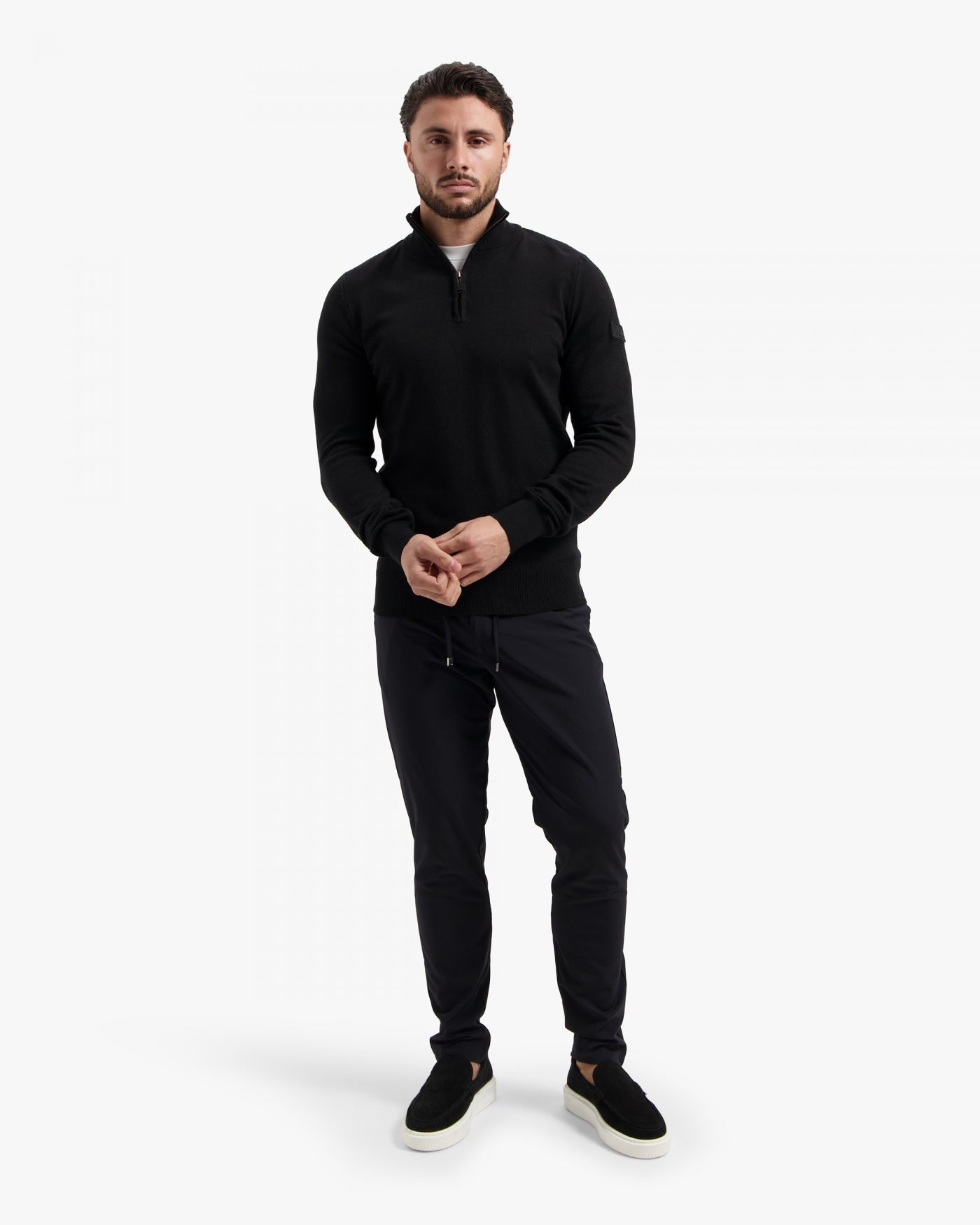 Malelions Men Knitted Quarter Zip | Black