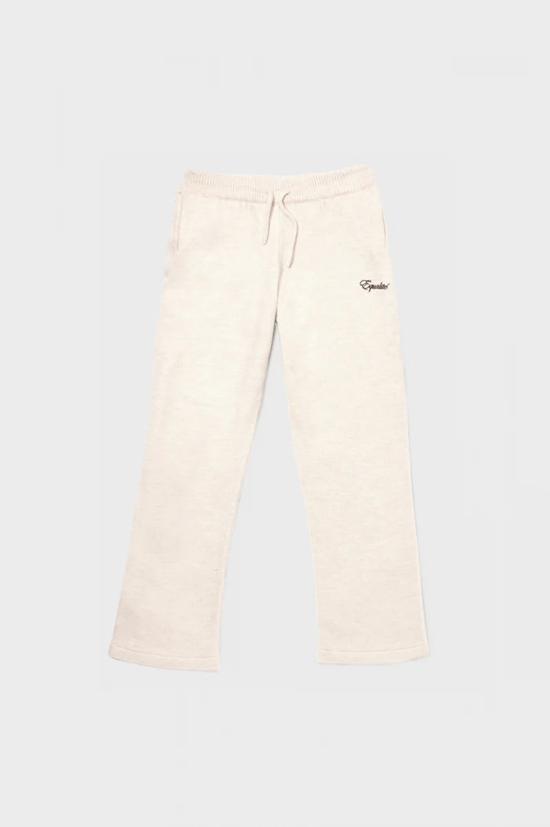 FLUFFY KNIT STRAIGHT FIT PANTS OFF-WHITE