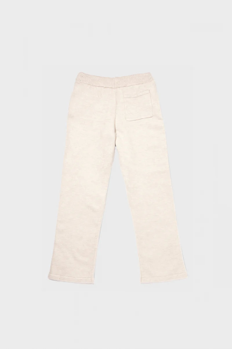 FLUFFY KNIT STRAIGHT FIT PANTS OFF-WHITE