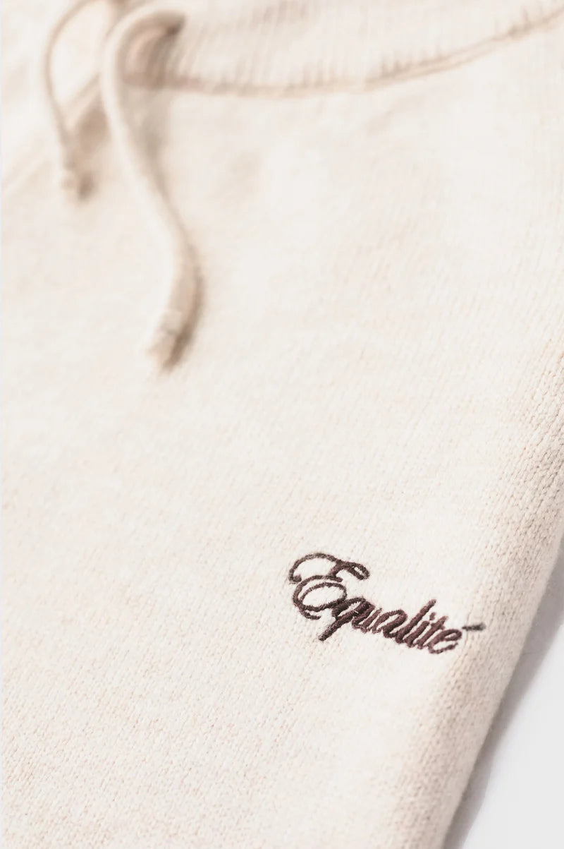 Flauschige Strickhose mit gerader Passform, gebrochenes Weiß