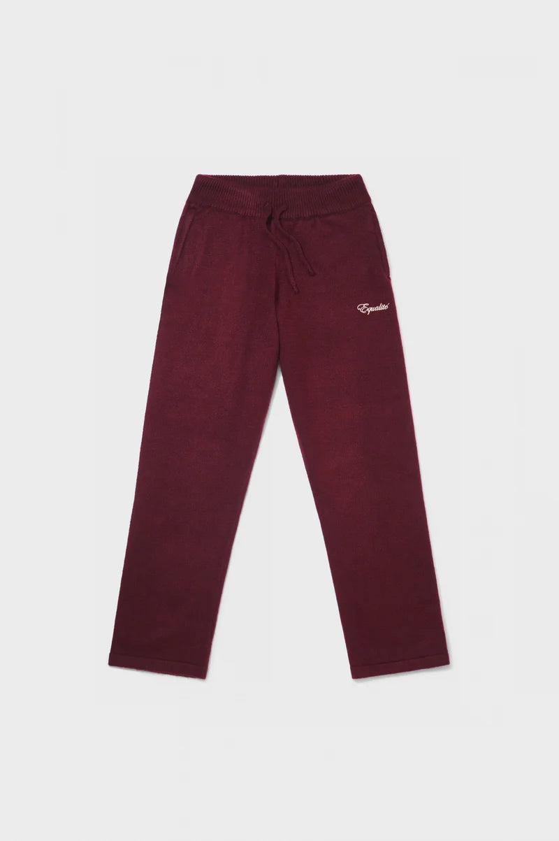 FLUFFY KNIT STRAIGHT FIT PANTS BURGUNDY