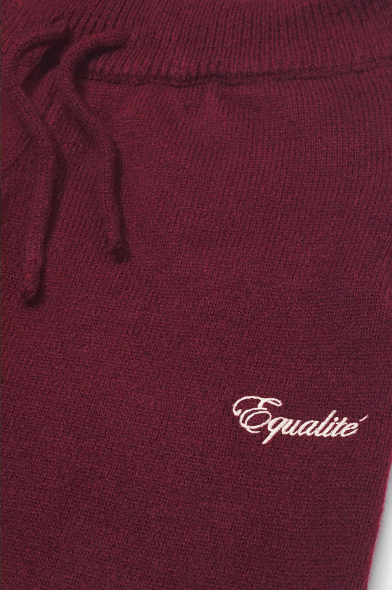 Flauschige Strickhose mit gerader Passform, Burgunderrot