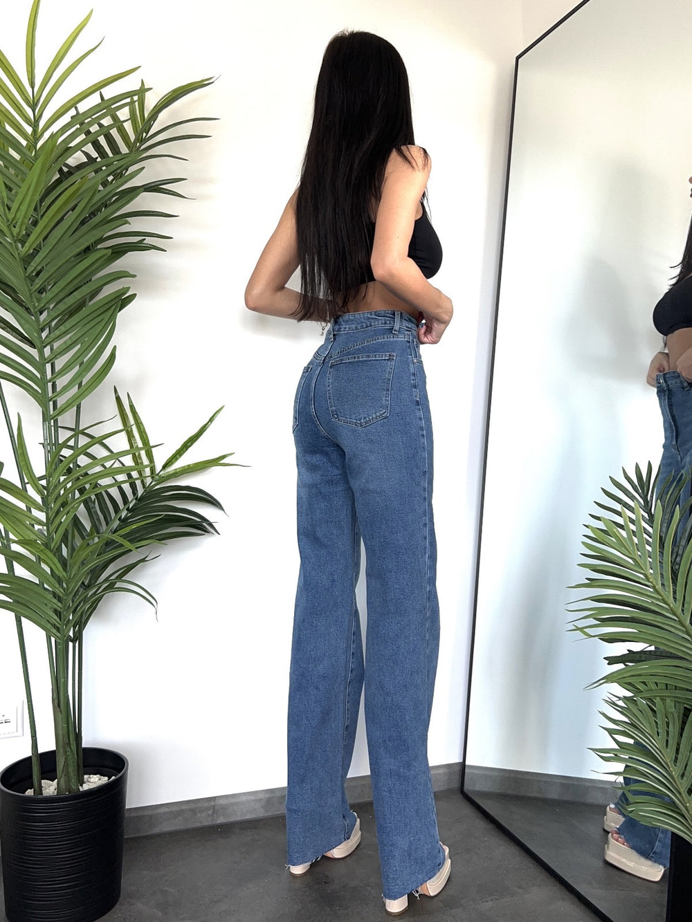 Extra lange wide leg damesjeans RD2623