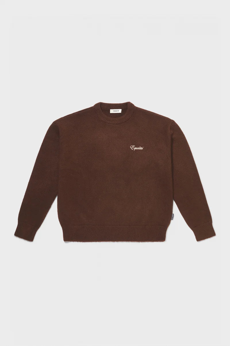 FLUFFY KNIT SWEATER BROWN