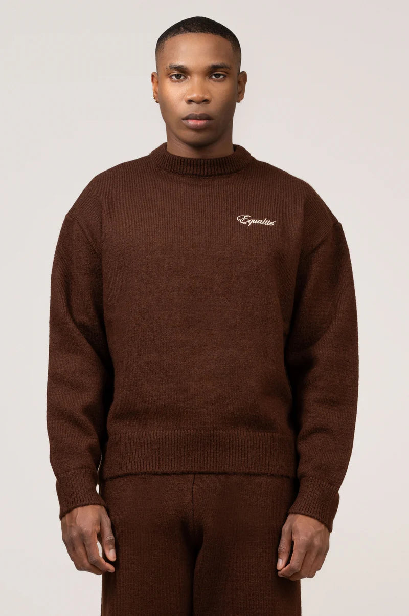 FLUFFY KNIT SWEATER BROWN