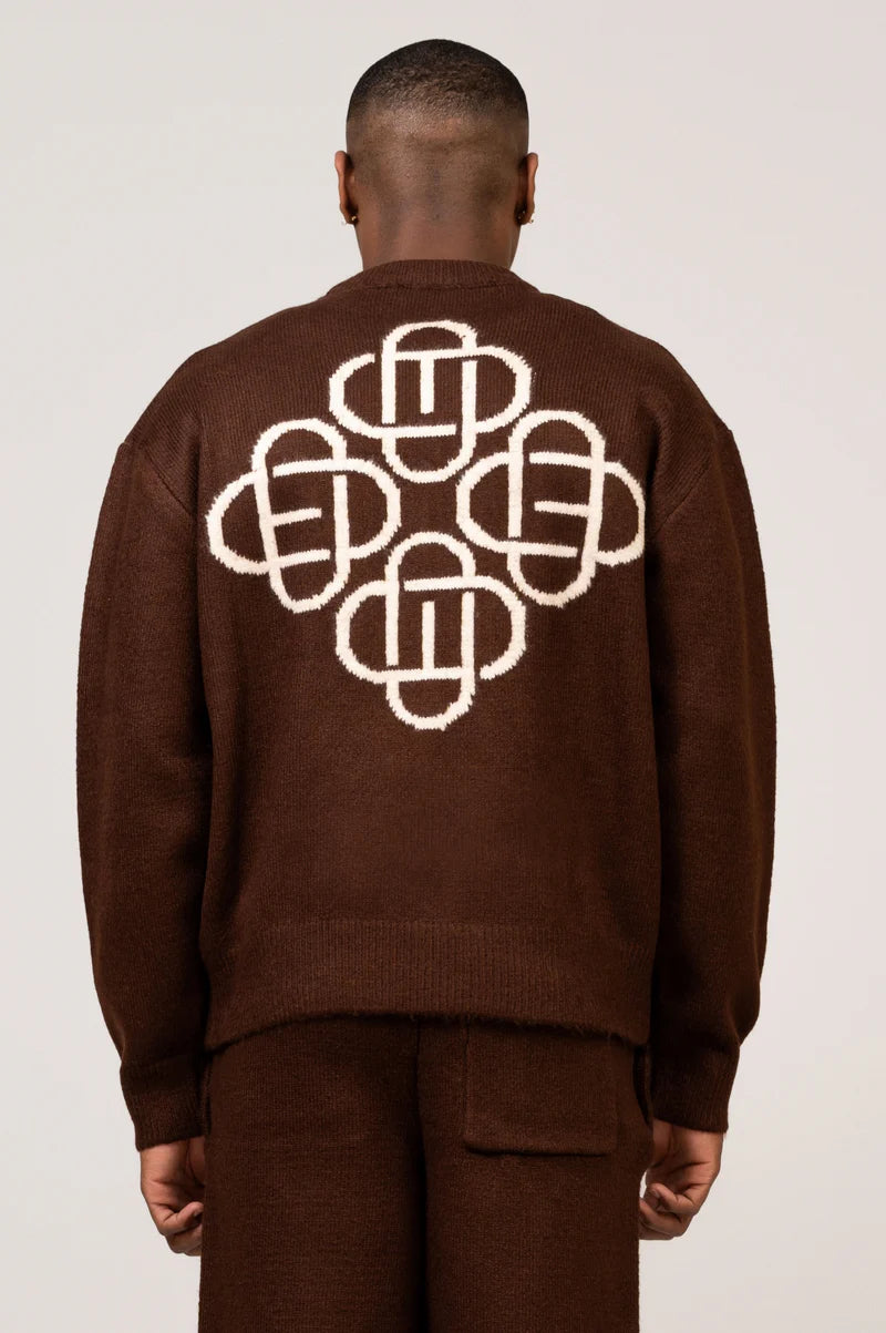 FLUFFY KNIT SWEATER BROWN