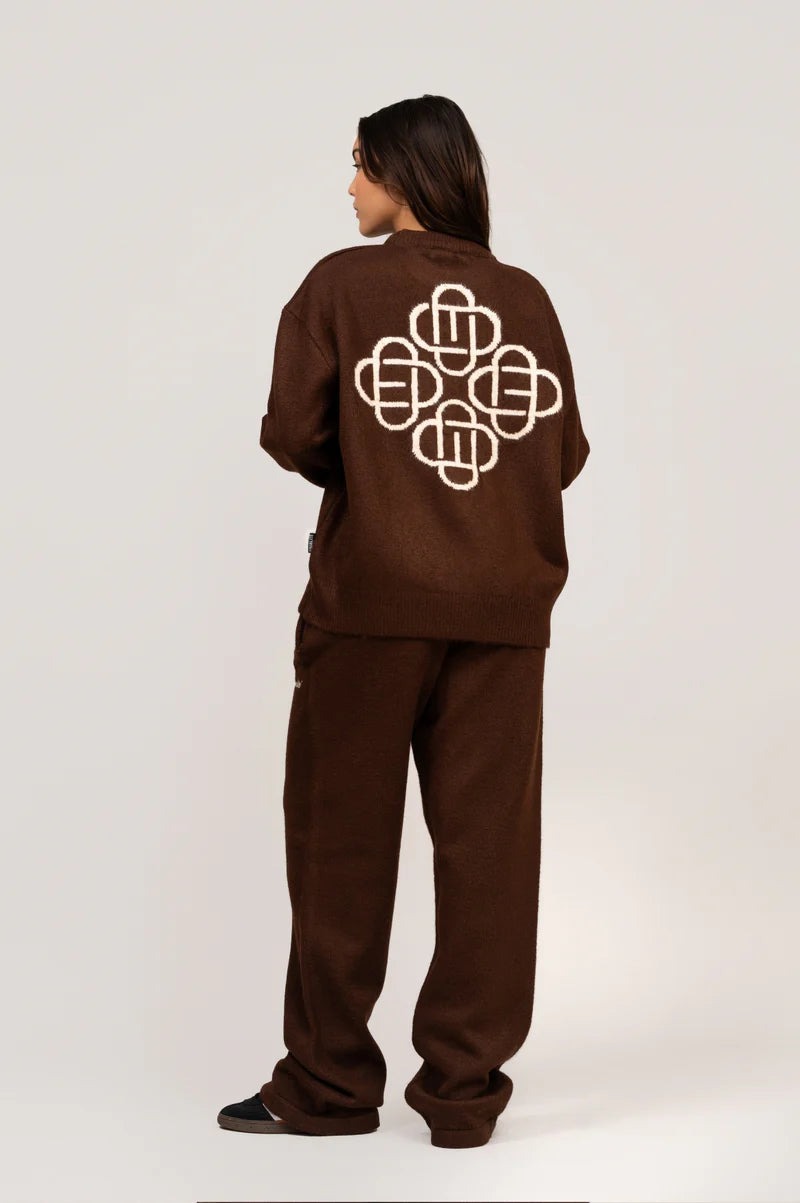 FLUFFY KNIT SWEATER BROWN