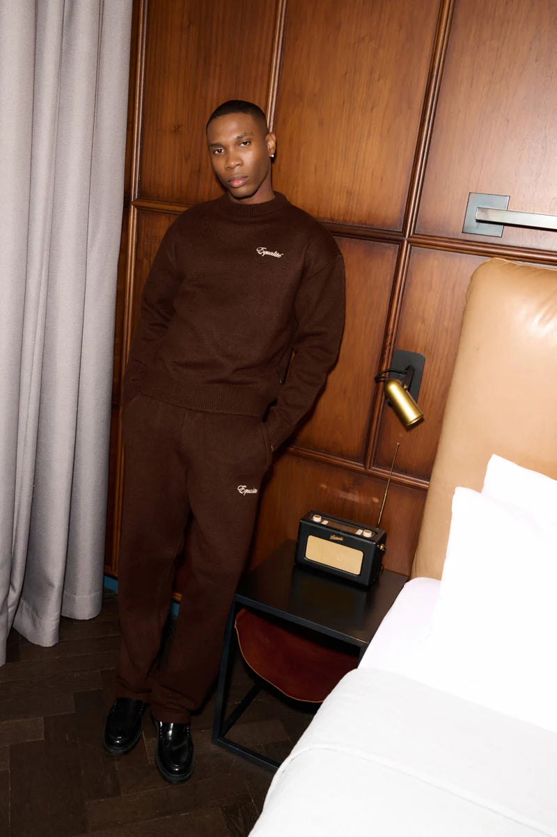 FLUFFY KNIT SWEATER BROWN